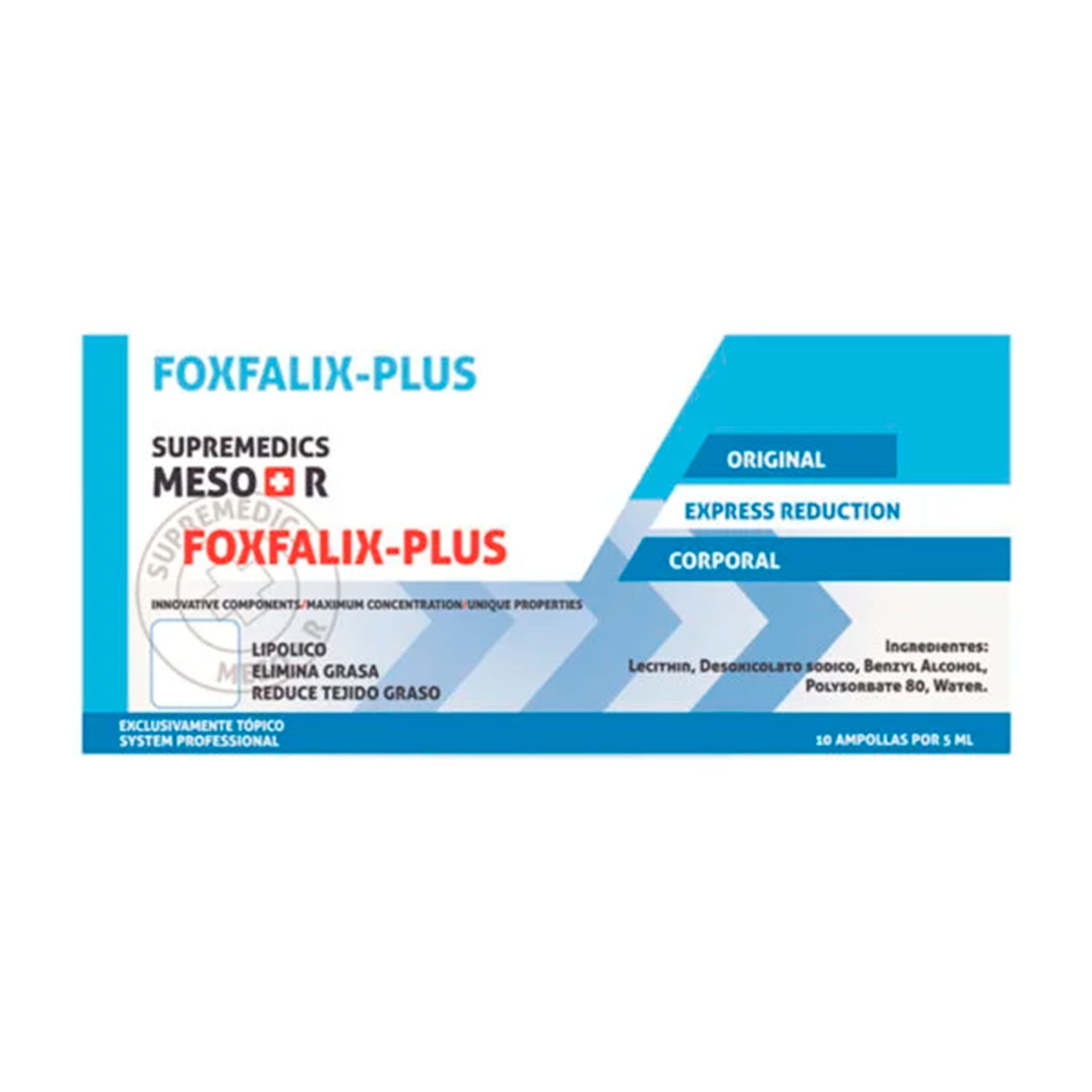 SUPREMEDICS FOXFALIX-PLUS 1x5 ml, Lipolítico con Fosfatidilcolina, Reducción de Grasa Localizada y Moldeo Corporal, Uso Profesional Estético