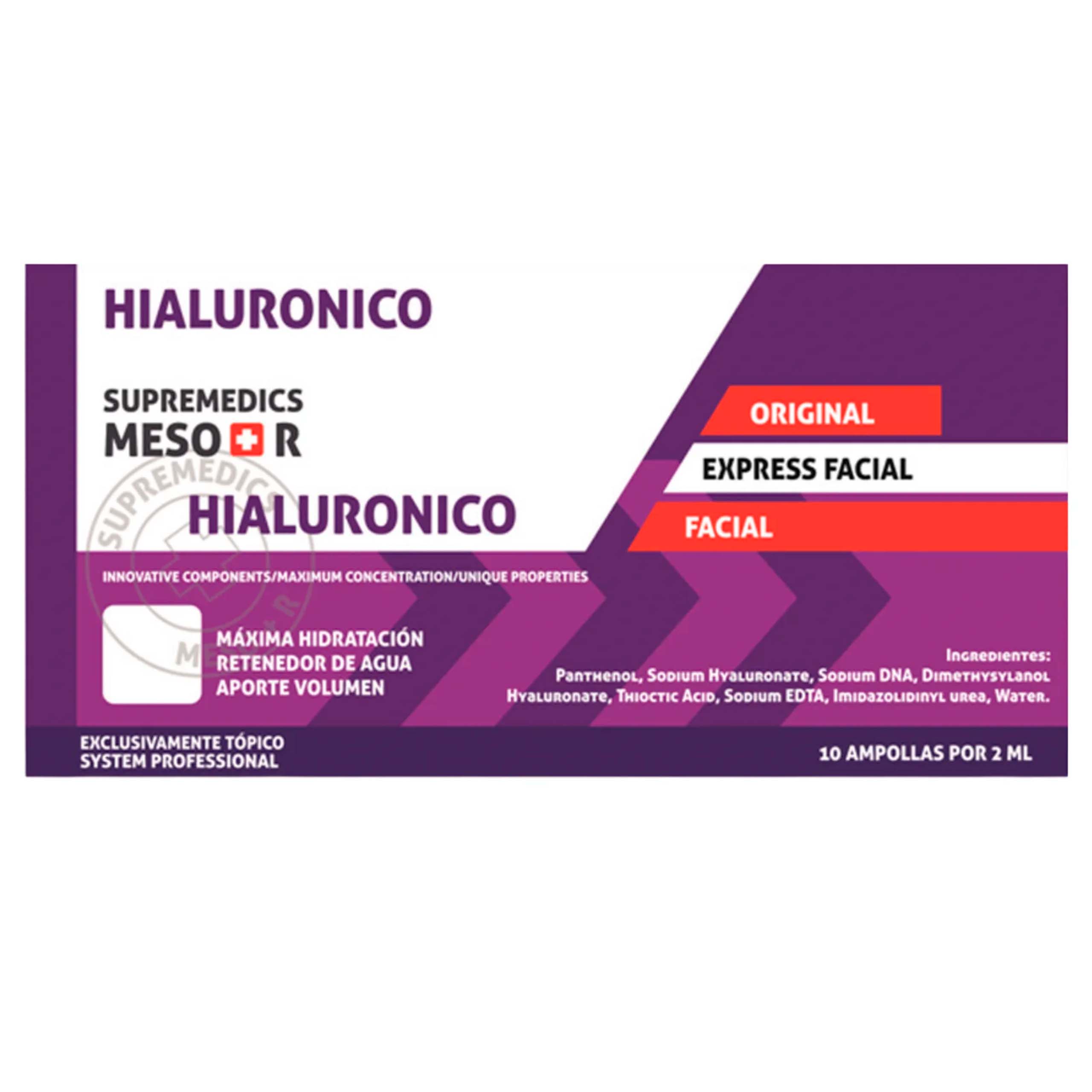 SUPREMEDICS HIALURONICO 1x2ml, Ácido Hialurónico Hidratante, Rejuvenecimiento e Hidratación Facial Profesional