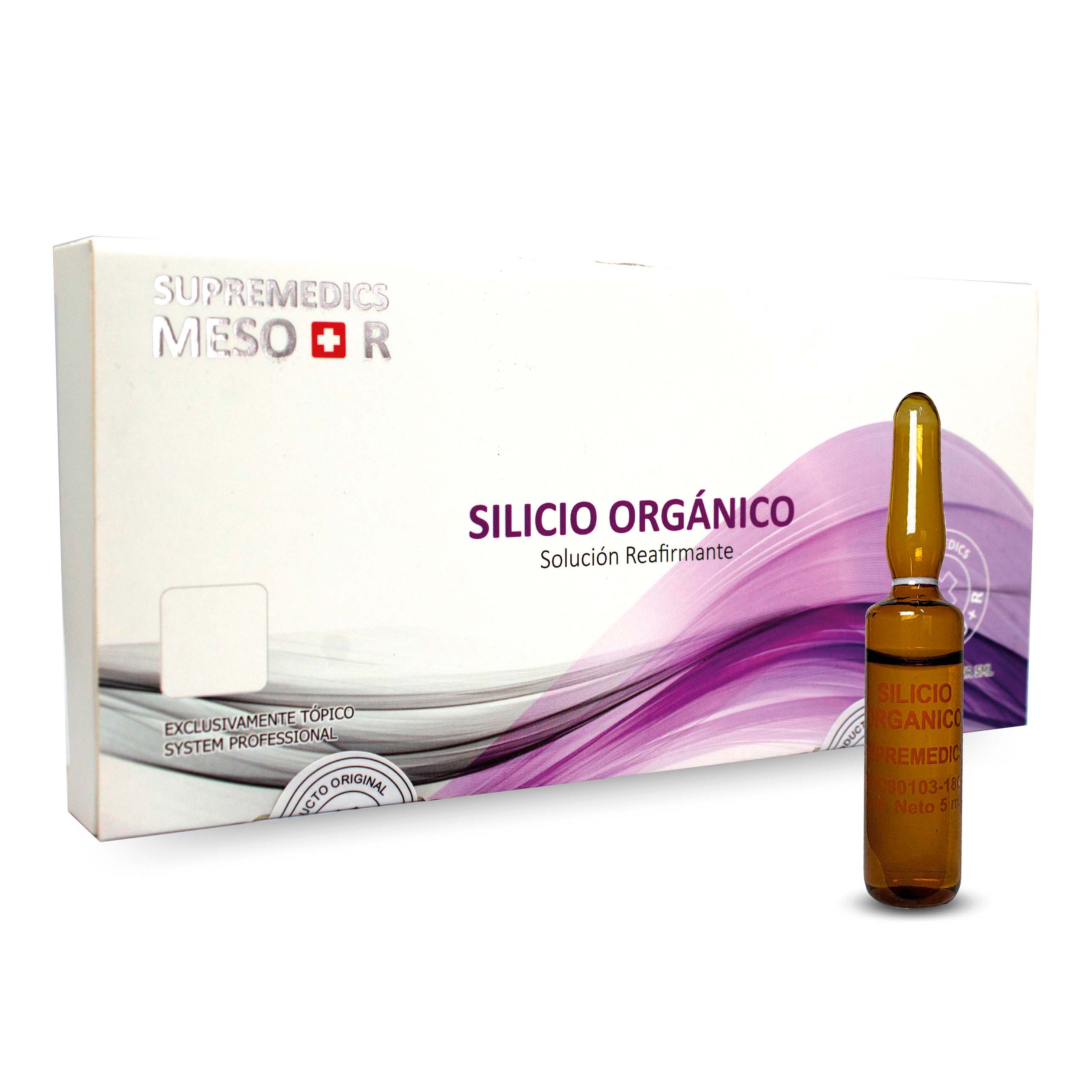 SUPREMEDICS SILICIO ORGÁNICO 1x5 ml, Reafirmante, Hidratación y Rejuvenecimiento Facial y Corporal, Uso Estético Profesional